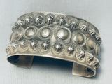 World Of Buttons Native American Navajo Sterling Silver Bracelet Cuff-Nativo Arts