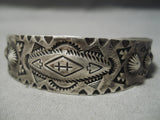 Early 1900's Vintage Native American Navajo Repoussed Sterling Silver Bracelet Old-Nativo Arts