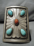 Superlative Vintage Native American Navajo Turquoise Sterling Silver Bowguard Ketoh Bracelet-Nativo Arts