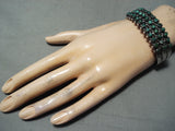 Early 1900's Vintage Native American Navajo Snake Eyes Turquoise Sterling Silver Bracelet-Nativo Arts