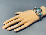 Unforgettable Vintage Native American Navajo Morenci Turquoise Sterling Silver Turtle Bracelet-Nativo Arts