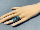 Magnificent Heavy Vintage Native American Navajo Turquoise Sterling Silver Ring-Nativo Arts