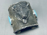 180 Gram Buffalo Native American Turquoise Sterling Silver Bracelet-Nativo Arts