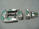Museum Vintage Native American Navajo Royston Turquoise Sterling Silver Buckle Ranger Set-Nativo Arts
