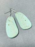 Native American Wonderful Santo Domingo Royston Turquoise Sterling Silver Dangle Earrings-Nativo Arts