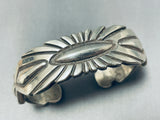 Extra Thick Vintage Native American Navajo Hand Tooled Sterling Silver Bracelet-Nativo Arts