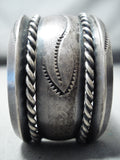 Incredible Vintage Native American Navajo Hand Tooled Sterling Silver Bracelet Old-Nativo Arts