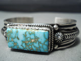 Albert Jake Vintage Native American Navajo Kingman High Grade Turquoise Sterling Silver Bracelet-Nativo Arts