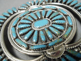 Tremendous Vintage Native American Navajo Turquoise Needlepoint Sterling Silver Buckle-Nativo Arts