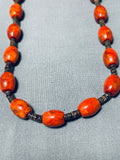 Native American Stunning Santo Domingo Coral Heishi Sterling Silver Necklace-Nativo Arts