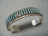 Astonishing Vintage Native American Navajo Needle Turquoise Sterling Silver Bracelet Cuff Old-Nativo Arts