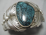 Museum Vivid Spiderweb Turquoise Native American Sterling Silver Bracelet-Nativo Arts