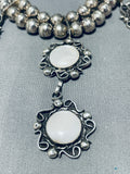 Rare Tier Vintage Native American Navajo Pearl Sterling Silver Necklace Old-Nativo Arts