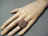 Outstanding Navajo Native American Corals Sterling Silver Dome Ring-Nativo Arts