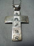 Remarkable Navajo Native American Sterling Silver Cross Necklace-Nativo Arts