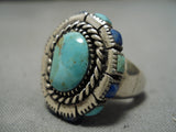 Stunning Vintage Navajo Turquoise Lapis Sterling Silver Native American Ring-Nativo Arts