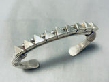 Heavy Thick Triangular Solid Vintage Native American Navajo Sterling Silver Bracelet-Nativo Arts