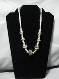 Heavy Unique Squared Bead Vintage Native American Navajo Sterling Silver Necklace-Nativo Arts