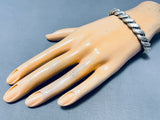 Heavy Thick Vintage Native American Navajo Sterling Silver Rope Heavy Bracelet-Nativo Arts