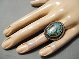 Outstanding Vintage Native American Navajo Green Turquoise Sterling Silver Ring Old-Nativo Arts