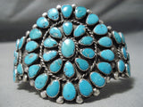 Spectacular Vintage Native American Navajo Turquoise Sterling Silver Bracelet Old-Nativo Arts