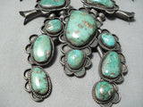 Authentic Vintage Native American Navajo Turquoise Sterling Silver Squash Blossom Necklace-Nativo Arts
