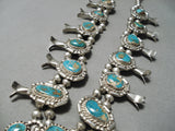 Museum Vintage Native American Navajo Royston Turquoise Sterling Silver Squash Blossom Necklace-Nativo Arts