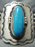 Beautiful Vintage Native American Navajo Blue Gem Turquoise Sterling Silver Bracelet-Nativo Arts