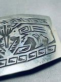 Spectacular Vintage Native American Hopi Handcarved Silver Bears Sterling Silver Buckle-Nativo Arts