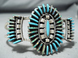 Eddy Cooyate Native American Zuni Turquoise Synthetic Opal Needlepoint Sterling Silver Bracelet-Nativo Arts