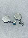 Exquisite Vintage Native American Zuni Blue Gem Turquoise Sterling Silver Earrings-Nativo Arts