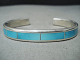 Unbelievable Zuni Kingman Turquoise Sterling Silver Bracelet Native American-Nativo Arts