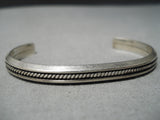 Amazing Hand Coiled Vintage Navajo Sterling Silver Native American Bracelet Old-Nativo Arts