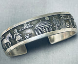 Extraordinary Vintage Native American Navajo Sterling Silver Storyteller Bracelet-Nativo Arts