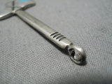 Impressive Vintage Native American Navajo Tomahawk Turquoise Inlay Sterling Silver Pendant-Nativo Arts