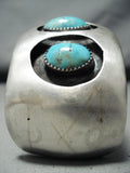 Huge Vintage Native American Navajo Turquoise Shadow Sterling Silver Bracelet Cuff Old-Nativo Arts