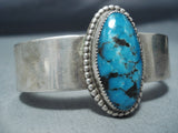 Newsworthy Vintage Native American Navajo Kingman Turquoise Sterling Silver Bracelet Old-Nativo Arts