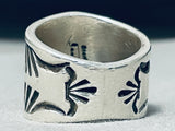 Best Native American Navajo Tommy Jackson Coral Sterling Silver Repoussed Ring-Nativo Arts
