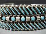 Native American Jaw Dropping Vintage Navaajo Slanted Turquoise Sterling Silver Bracelet-Nativo Arts