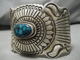 Important Vintage Native American Navajo Blue Thunder Turquoise Sterling Silver Bracelet-Nativo Arts