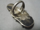Impressive Vintage Navajo Tuquoise Sterling Silver Native American Ring Old-Nativo Arts