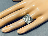 One Of The Most Unique Vintage Native American Navajo Abalone Sterling Silver Inlay Channel Ring-Nativo Arts