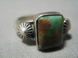 Detailed And Thick!! Vintage Native American Navajo Royston Turquoise Sterling Silver Ring-Nativo Arts