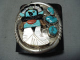 Detailed Huge Vintage Native American Navajo Turquoise Kachina Sterling Silver Ketoh Bracelet-Nativo Arts