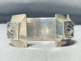 Important Thick Vintage Native American Navajo Lapis Sterling Silver Coyote Bracelet-Nativo Arts