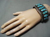 Impressive Vintage Native American Navajo Morenci Turquoise Sterling Silver Bracelet Old-Nativo Arts
