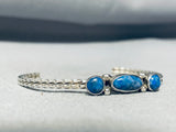 Signed Vintage Native American Navajo Lapis Sterling Silver Bracelet-Nativo Arts
