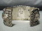 Detailed Vintage Native American Navajo Graduating Turquoise Sterling Silver Bracelet-Nativo Arts