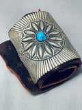 One Most Detailed Ever Vintage Native American Navajo Turquoise Sterling Silver Ketoh Bracelet-Nativo Arts