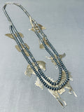 Animal Fetish Vintage Native American Navajo Sterling Silver Squash Blossom Necklace-Nativo Arts